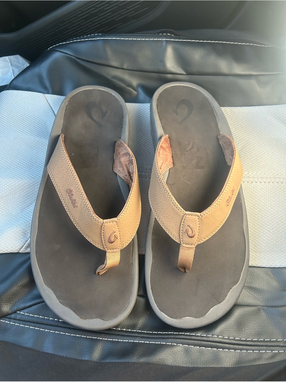 Olukai Ohana Men’s Tan Brown  Flip Flops Sz 14
